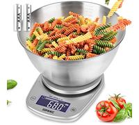 Duronic KS5000 SRSS Báscula de cocina digital de precisión | Bol acero inoxidable desmontable de 2.5L | Pantalla LCD lectura de dígitos fácil | Máx. 5kg | Función tara | Balanza Alimentos Joyas etc