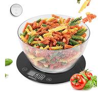 Duronic KS7000 Báscula de cocina digital de precisión | 20 cm diametro | Pantalla LCD | Peso máximo 10kg | Bol de 2L | Función tara |Balanza Pesa Alimentos Joyas Líquidos Color negro