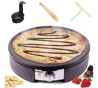 Duronic PM152 Crepera Eléctrica 1500 W de 37 cm, Placa Extraíble | Temperatura Regulable, Incluye Accesorio para Esparcir, Cucharón y Espátula, para Crepes, Pancakes y Tortitas
