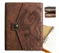 DUROTAN DND Journal - Cuaderno de dragón para regalos de D&D, accesorios de Dungeons and Dragons, carpeta A5 única, 400 páginas, cuero vintage, adecuado para mujeres y hombres, escritura, poetas