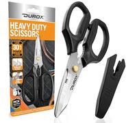 DUROX-Tijeras multiusos y universales en acero inoxidable con funda, ideales para bricolaje. Cortan cuero, cartón, goma, plástico, aluminio y alfombras. Resistentes y multifunción. Tijeras para todo