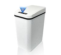Durratou 1 cubo de basura automático sin contacto para baño con tapa, color , delgado, estrecho, plástico, sensor de movimiento inteligente, cubo de basura cubierto