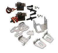 Durratou 1 juego de soporte de cardán de doble servo CC 4,8 - 5 V, 29 x 29 mm, con 2 unidades de engranajes de dirección 9G para drone RC FPV (A)