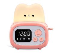 Durratou 1 reloj con temporizador, lámpara tostadora, luz con herramienta de gestión del tiempo y reloj de mesa, alarma, temporizador digital, fácil de usar, para niños, rosa
