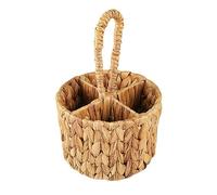 Durratou Porta utensilios, organizador de cubiertos, soporte para utensilios, soporte para cubiertos de jacinto de agua tejido a mano para encimera con asa