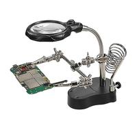 Durratou Soporte de mesa para soldador, estante de herramientas de mantenimiento con lupa de soldadura, mesa de herramientas de mantenimiento de equipos digitales con lámpara LED