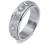 DURSI Sun Moon Star Spinner Anillo para ansiedad para hombres y mujeres, acero inoxidable, anillo giratorio de compromiso (plata, talla 11)