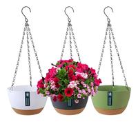 Duscdesp 3 cestas colgantes, macetas colgantes para interior y exterior, maceta colgante para plantas con agujeros de drenaje y posavasos extraíble, macetas colgantes para casa, jardín, balcón