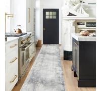 Duscdesp Alfombra larga antideslizante para pasillo y cocina, 65 x 180 cm, suave, alfombra bohemia lavable para pasillo, entrada, cocina (gris, 65 x 180 cm)