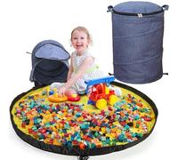 Duscdesp Bolsa de almacenamiento para juguetes con alfombra de juegos y tapa, para guardar bloques de construcción, bolsa de almacenamiento con alfombra de juegos, cesta de almacenamiento para