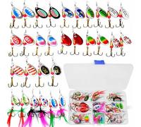 Duscdesp Juego de 31 Anzuelos Señuelos de Pesca, con Caja para Trucha, Perca, Lucio, Lucioperca