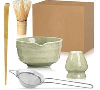 Duscdesp Juego de 5 batidores de matcha y juego de cuencos, juego de matcha para batidor de matcha, cuenco de matcha, cuchara de matcha, soporte para batidor de matcha, tamiz de matcha, kit de inicio