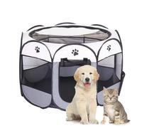 Duscdesp Valla portátil para mascotas, productos para perros Playpen para uso en interiores y al aire libre, impermeable Oxford Cloth Puppy Playpen, adecuado para gatos pequeños, perros, conejos(gris)