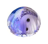 Duschhaube mit Aufdruck „Merry Christmas Snowman“, Haarkappe, wiederverwendbare Badekappe, wasserdichte Duschhauben für Frauen, alle Haarlängen