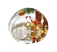 Duschhaube mit Aufschrift „Merry Christmas“, bedruckt, Haarkappe, wiederverwendbar, Badekappe, wasserdichte Duschhauben für Frauen, alle Haarlängen