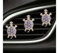 DUSCOKE 3 ambientadores de coche con diseño de tortuga brillante, bonitos clips de ventilación para salpicadero de automóvil, accesorios de decoración para mujeres, niñas (morado)