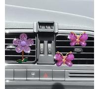 DUSCOKE 3 clips de ventilación para salpicadero de automóvil, diseño de mariposa y girasol, clip de salida de ambientador automático, difusor de flores de cristal, clip de decoración interior del