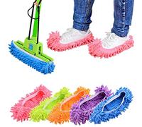 Dusenly - 2 pares de zapatillas para limpiar el suelo de microfibra, para limpiar el suelo, para limpiar el suelo, para limpiar el pelo, calcetines de pies, color al azar
