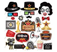 Dusenly 25 accesorios para cabina de fotos de noche de cine de Hollywood, accesorios para fiestas de Hollywood, para noches de cine, despedida de soltera, decoraciones de cumpleaños
