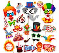 Dusenly Accesorios para fotomatón de carnaval de circo, 27 piezas, divertido kit de payaso para cumpleaños, despedida de soltera, decoración de fiesta de boda
