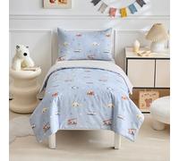 DuShow Juego de funda de edredón y funda de almohada de algodón para niños, juego de funda de edredón reversible para niños, juego de ropa de cama reversible para niños pequeños, coche-120 x 150 cm