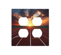 Dusk Running Track - Placas de pared decorativas para interruptor de luz, 2 tomas de corriente, placa de interruptor eléctrico, cubierta de placa frontal termoplástica para dispositivo decorativo