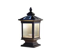 Dusk To Dawn Solar Post Light Waterproof Outdoor Courtyard Pillar Lamp Retro Aluminum Column Headlights For Garden Pathway Deck Patio Fence Villa Door Street Lantern To -One Color-24*48*19cm