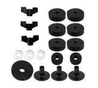 DuskHaven 18 Piezas Accesorios para Batería Set de Fieltros Tuercas Arandelas Manguitos Mejora de Sonido Adecuados para Ensayos Práctica Musical Y Bandas Escola, Negro