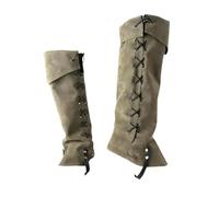 DuskHaven 2 Piezas Cubrebotas Pirata Protector Zapatos Medievales Polainas Accesorios PU Cuero Estilo Vintage para Fiestas Temáticas Masculinas, Verde