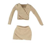 DuskHaven 2 Piezas Ropa para Figura de Acción Casual con Top de Manga Larga Y Falda Corta Fabricado Suave Adecuado para Dioramas con Figuras Fe, Caqui