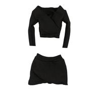 DuskHaven 2 Piezas Ropa para Figura de Acción Casual con Top de Manga Larga Y Falda Corta Fabricado Suave Adecuado para Dioramas con Figuras Fe, Negro
