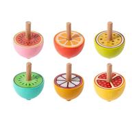 DuskHaven 6 Piezas Juguetes de Giroscopio de Madera Clásicos Peonzas para Niños Fáciles de Sostener para El Desarrollo Motor Adecuado para Jardín de In, Fruta