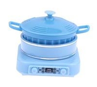 DuskHaven Cocina Inducción Miniatura Estufa Inducción Cocina Mini Accesorio Cocina Realista con Olla Fabricada en PP Liviano Adecuada para Coleccionistas Decora, Azul