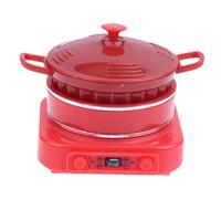 DuskHaven Cocina Inducción Miniatura Estufa Inducción Cocina Mini Accesorio Cocina Realista con Olla Fabricada en PP Liviano Adecuada para Coleccionistas Decora, Rojo