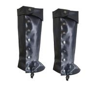 DuskHaven Cubiertas Pirata Botas Protectores de Botas de Guerrero Renacentista para Hombres Confeccionados en Cuero Sintético PU Flexible Adecuado para, Negro Grande