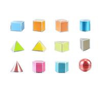 DuskHaven Juego de 12 Piezas de Formas Geométricas 3D, Bloques de Patrones, Juguetes de Matemáticas, Juguetes Educativos para Preescolar, útiles