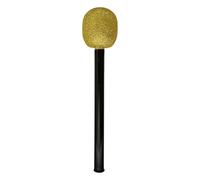 DuskHaven Micrófono de Juguete para Niños Simulación de Micrófono Decorativo Accesorio para Disfraces de Fiesta Juguete de Canto Imaginativo Hecho en Pp Adecuad, Negro de Oro