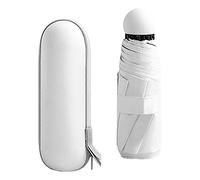 DuskHaven Mini Plegable Compacto Portátil Resistente Al Viento Impermeable Protección Solar para Hombres Mujeres Adecuado para Caminatas, Blanco con Estuche