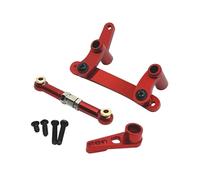 DuskHaven RC Car Steering Assembly Set con Piezas de Repuesto de Aluminio Kit de Dirección Engranaje de Mando Y Brazo Servo para Uso en Modelos SCY1/16 Adecuado, Rojo