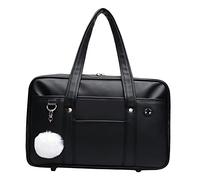 DuskHaven Uniform Bolsa de Mano para Niñas con Bandolera Reforzada Bolso para Computadora Portátil Bolso Bolso Escolar en Piel PU Resistente Ad, negro