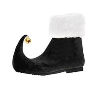 DuskHaven Zapatos de Navideños con Campanillas Botines Y Pantuflas Originales de Terciopelo Y Caucho Accesorios Novedosos para Disfraz Y Juego Adecuados Pa, Negro, 47