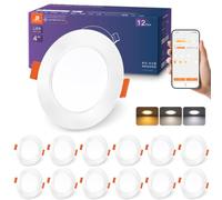 DUSKTEC Downlight LED Empotrable Inteligente Compatible Alexa 10W 1000Lumen | 2700K-6000K Regulables, Aplicación y Control por Voz, Smart Foco Empotrables Techo Bluetooth, 230V Ojos de Buey LED 12 Pack