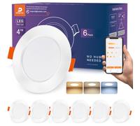 DUSKTEC Downlight LED Empotrable Inteligente Compatible Alexa 10W 1000Lumen | 2700K-6000K Regulables, Aplicación y Control por Voz, Smart Foco Empotrables Techo Bluetooth, 230V Ojos de Buey LED, 6 Pack