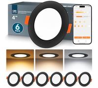DUSKTEC Downlight LED Techo Empotrable Negro Inteligente 2700K-6000K Regulable, Smart Foco Empotrable Bluetooth, Compatible Alexa, 10W 1000 Lumen, 230V Ojos de Buey LED para Techo, 6 Pack