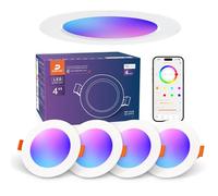 DUSKTEC Downlight LED Techo Empotrable RGB & Blanco Frío a Cálido 2700K-6000K, Foco Empotrable LED Techo Regulable Inteligente, Ojos de Buey LED Multicolor 10W 1000Lm, Compatible Alexa Echo, Pack de 4