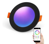 DUSKTEC Downlight LED Techo Empotrable RGB & Blanco Frío a Cálido 2700K-6000K, Pack de 1 Foco Empotrable LED Techo Negro Regulable Inteligente, Ojos de Buey Multicolor 10W 1000Lm, Compatible Alexa