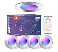 DUSKTEC Downlight LED Techo Empotrable RGB & Blanco Frío a Cálido 2700K-6000K, Pack de 4 Foco Empotrable LED Techo Multicolor Regulable Inteligente, Ojos de Buey LED 7W 660Lm, Compatible Alexa, Níquel