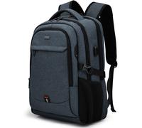 DUSLANG Mochila de Viaje para Laptop de 17 Pulgadas Impermeable para Hombres con Puerto USB, Gris Oscuro