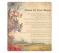 Dust If You Must Poem Tin Sign Vintage Feather Butterfly Wall-Art 12x8 Inch