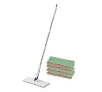 Dust Mop - Reusable Dry and Wet Use Scrubber | Flat Floor For Bathroom Tile Home Car Apartment Living Room Bedroom Glass Ceiling Pet Hair, Microfiber Hardwood Laminate 360 Rotating Swivel Handle Set